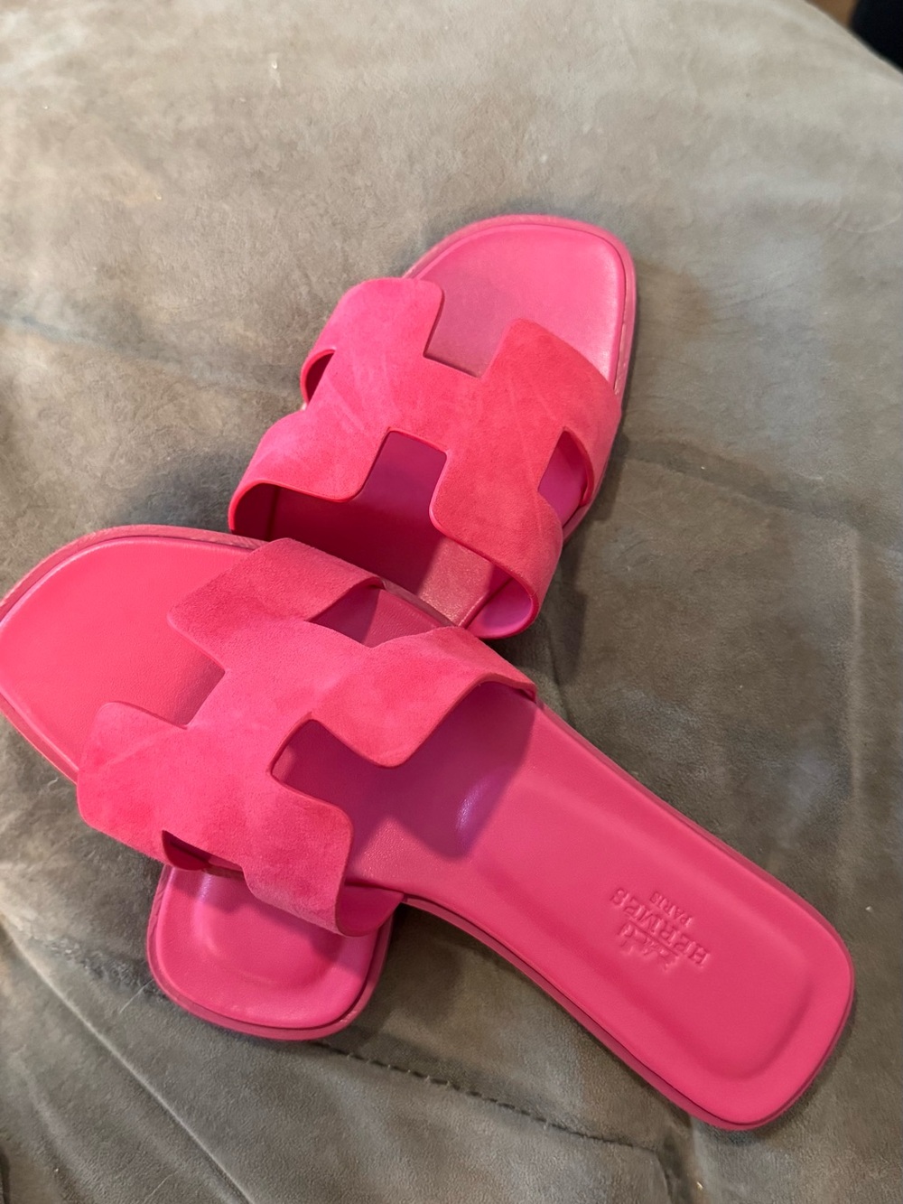 Women’s Hot Pink Slide Sandals - Suede Hermes Oran